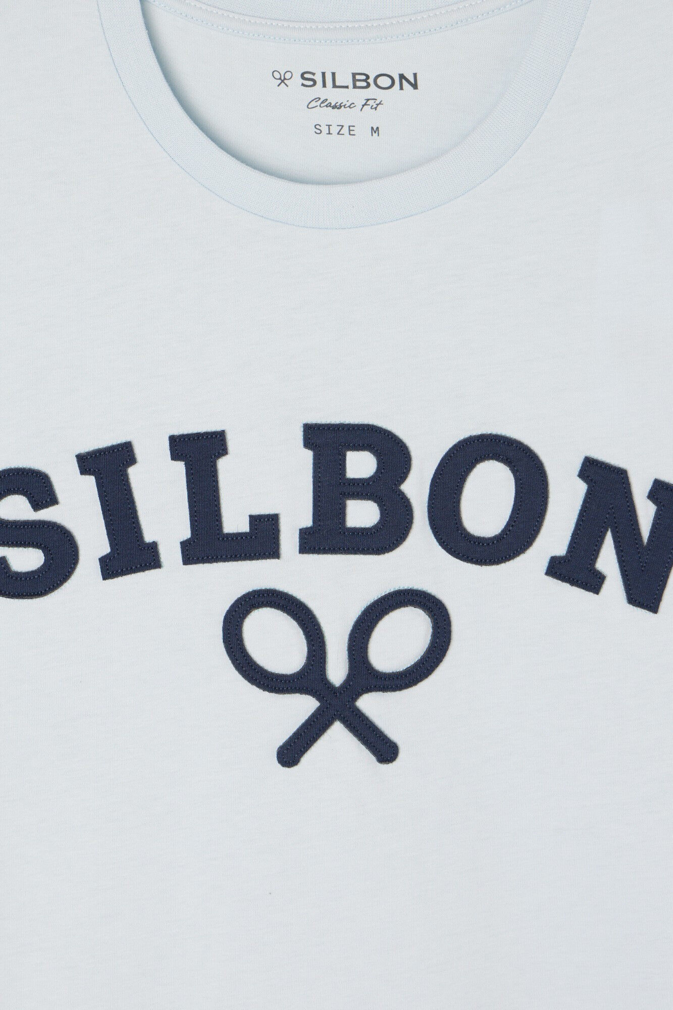 Silbon Stockings racket t-shirt Blue