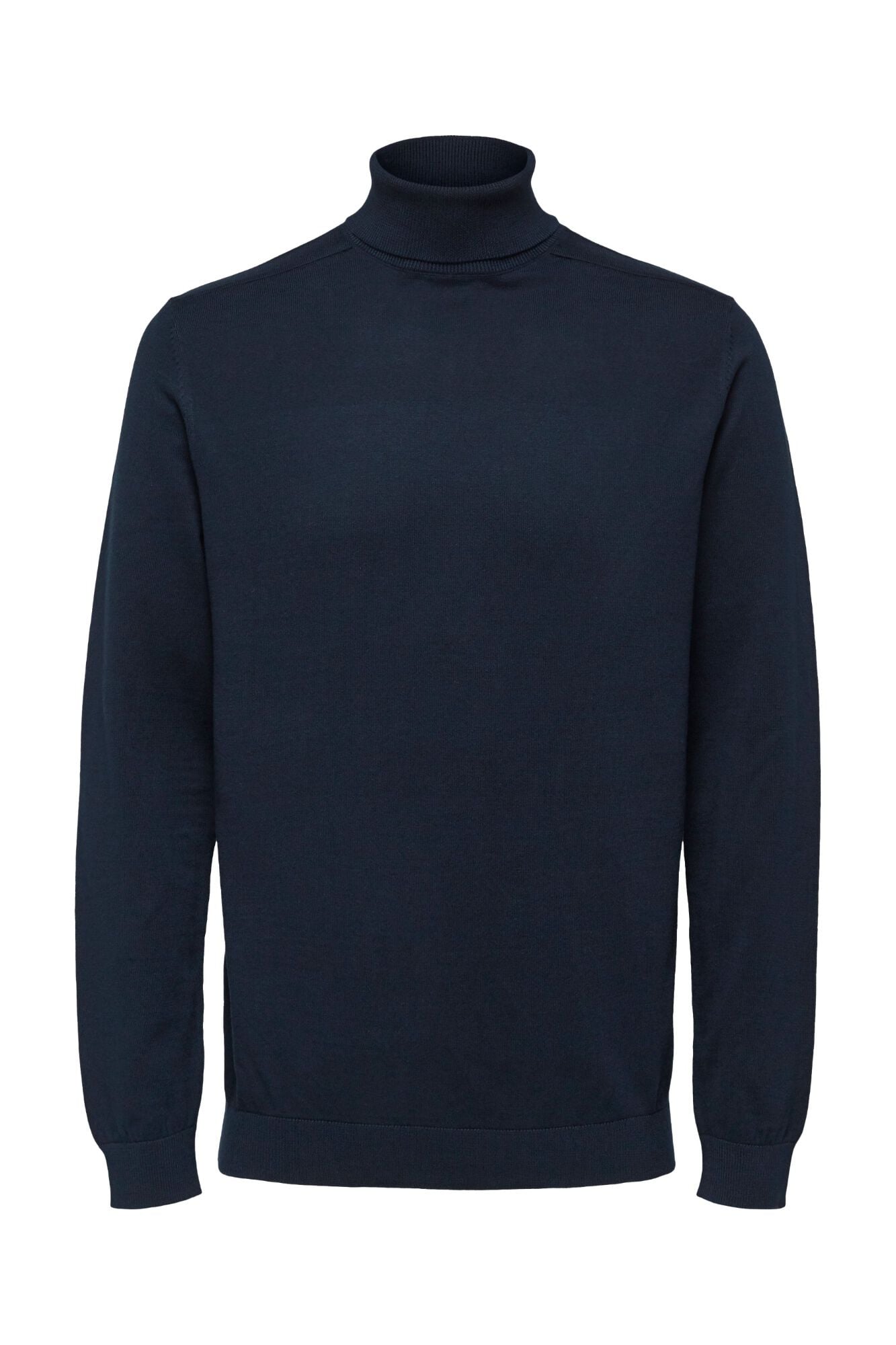 Selected Camisola gola alta em algod&atilde;o org&acirc;nico Azul