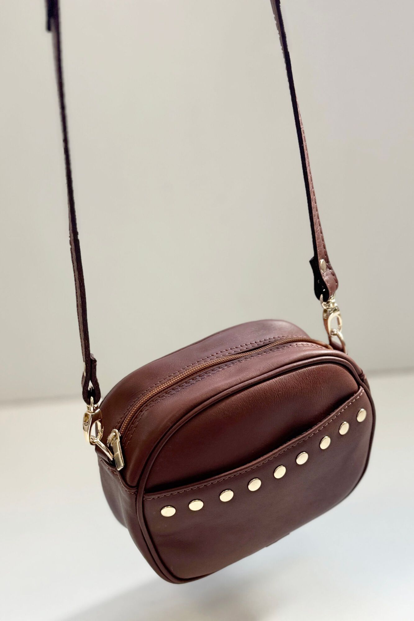 The Code Lola leather studded crossbody Brown
