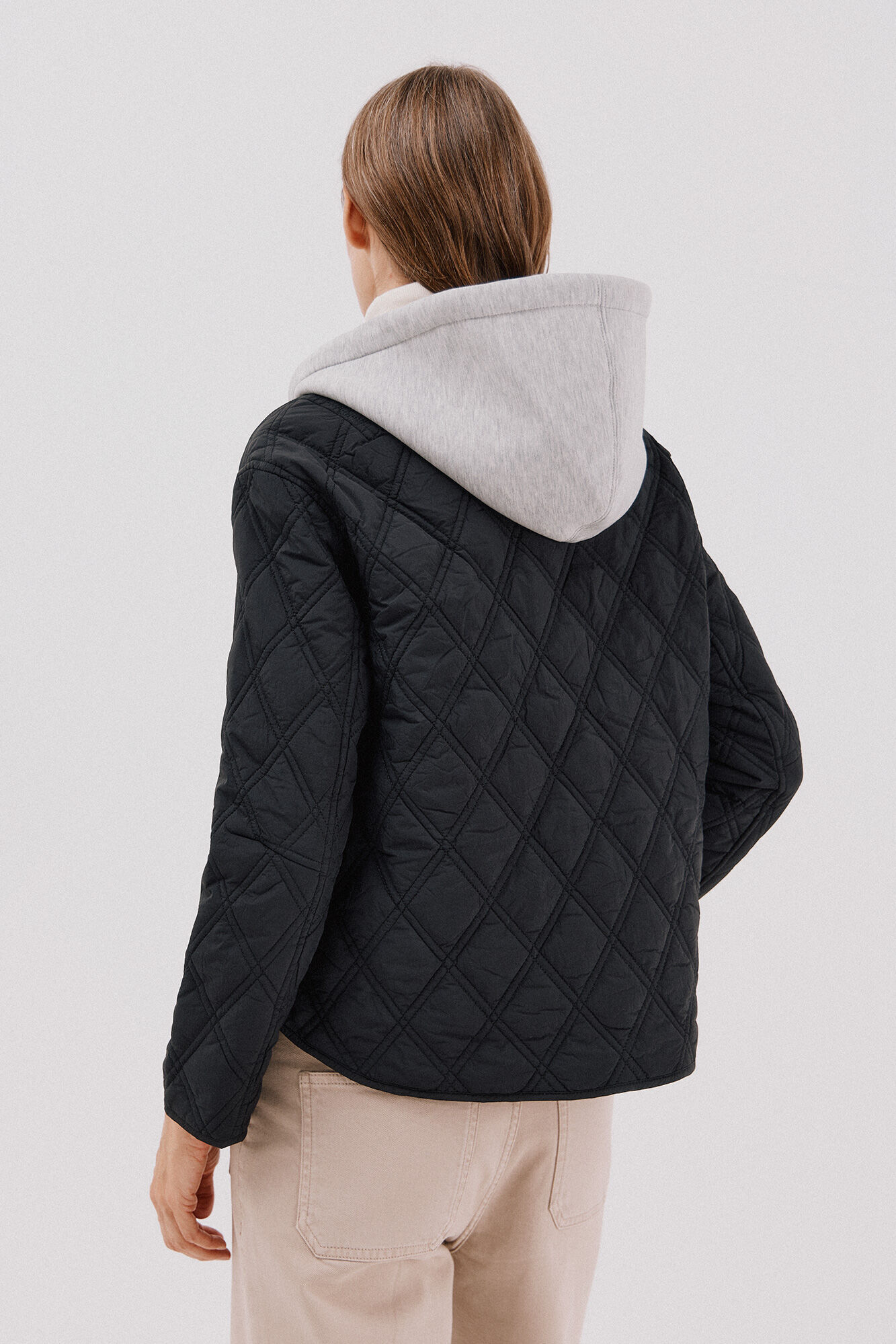 Cortefiel Short hood sweatshirt anorak Black