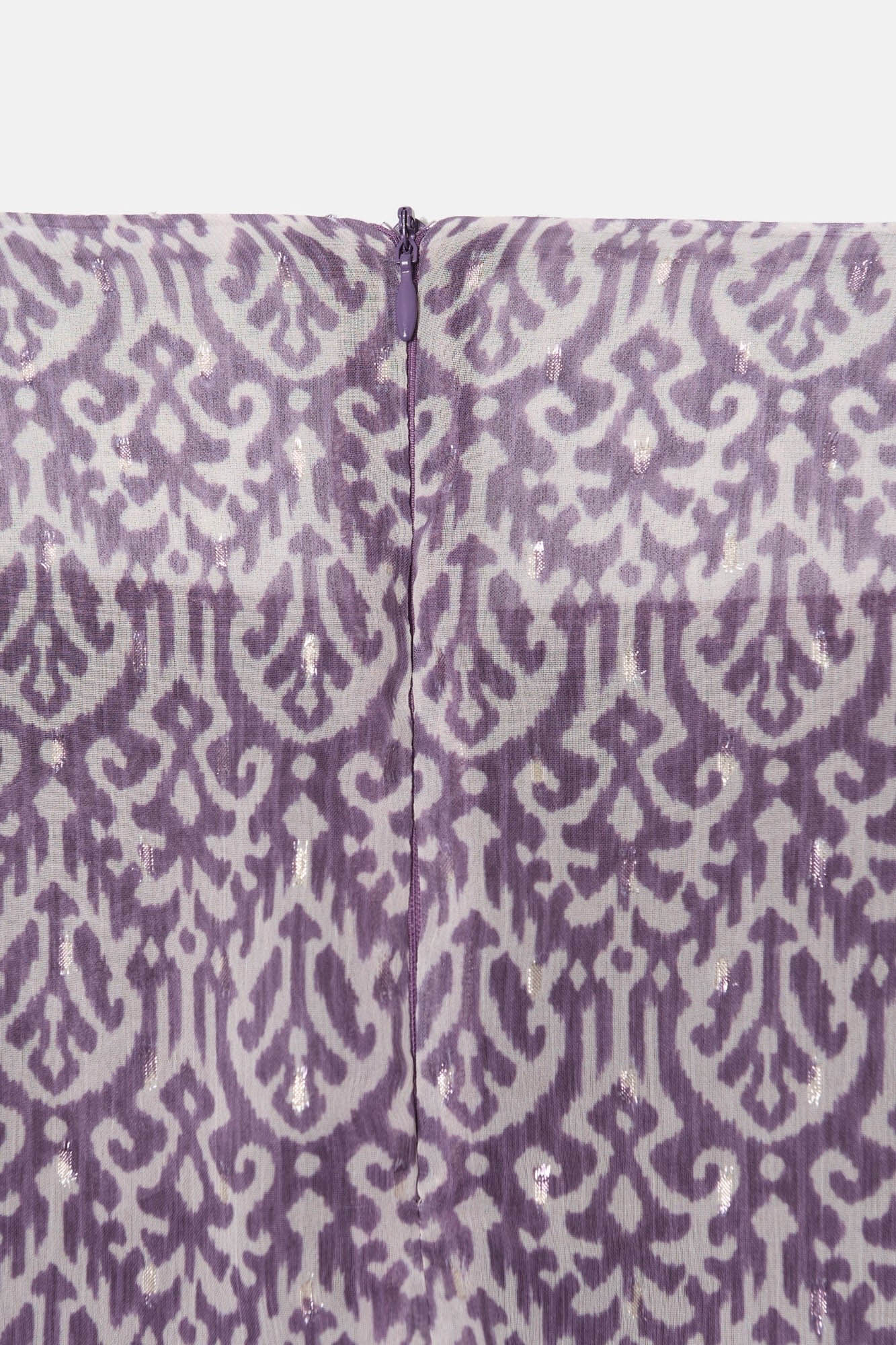 Silbon Saia midi estampado Ikat com abertura Roxo
