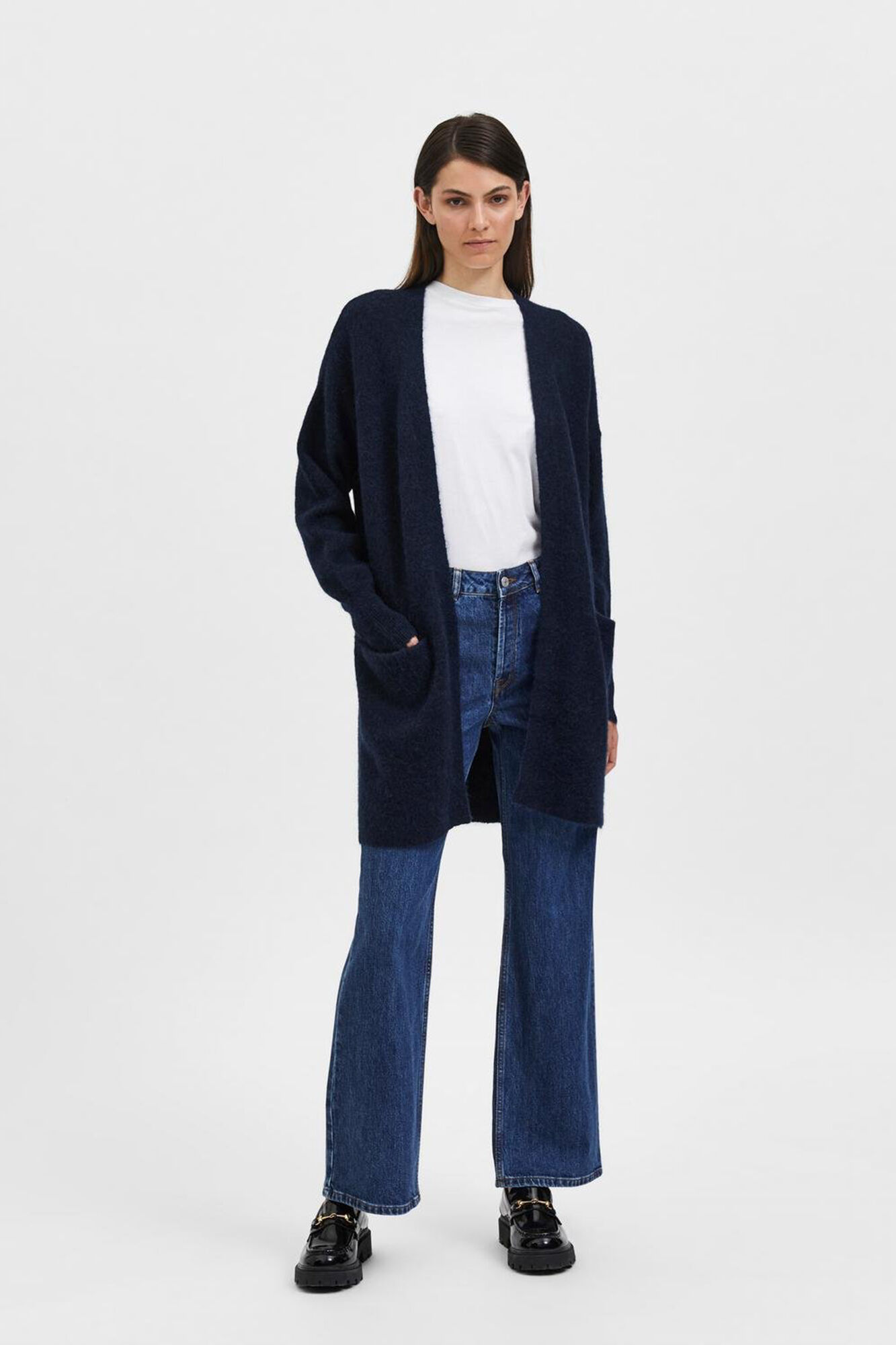 Selected Cardigan longo de alpaca Azul