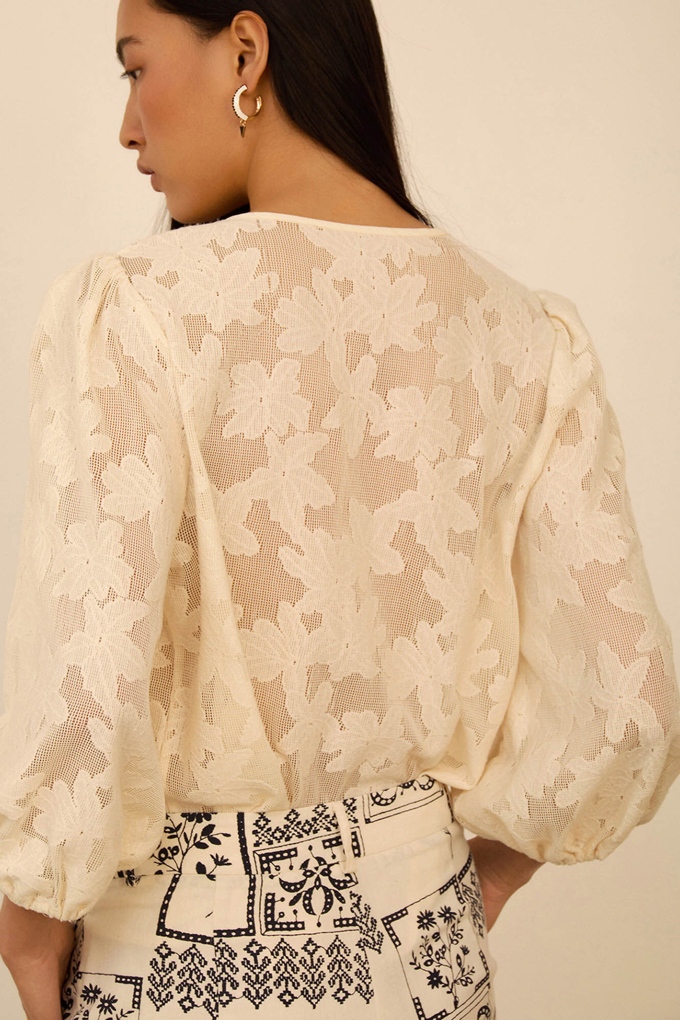 Meisie Blusa em renda Branco