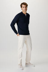 Selected Jersey polo media cremallera 100% algod&oacute;n. Azul marino