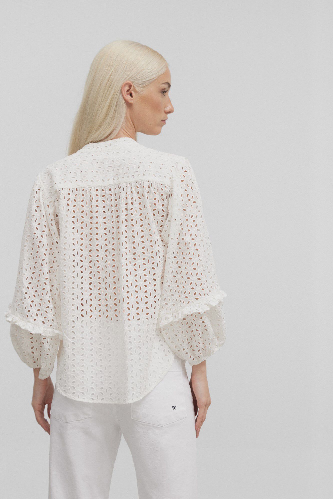 Silbon Camisa bordada manga larga Blanco