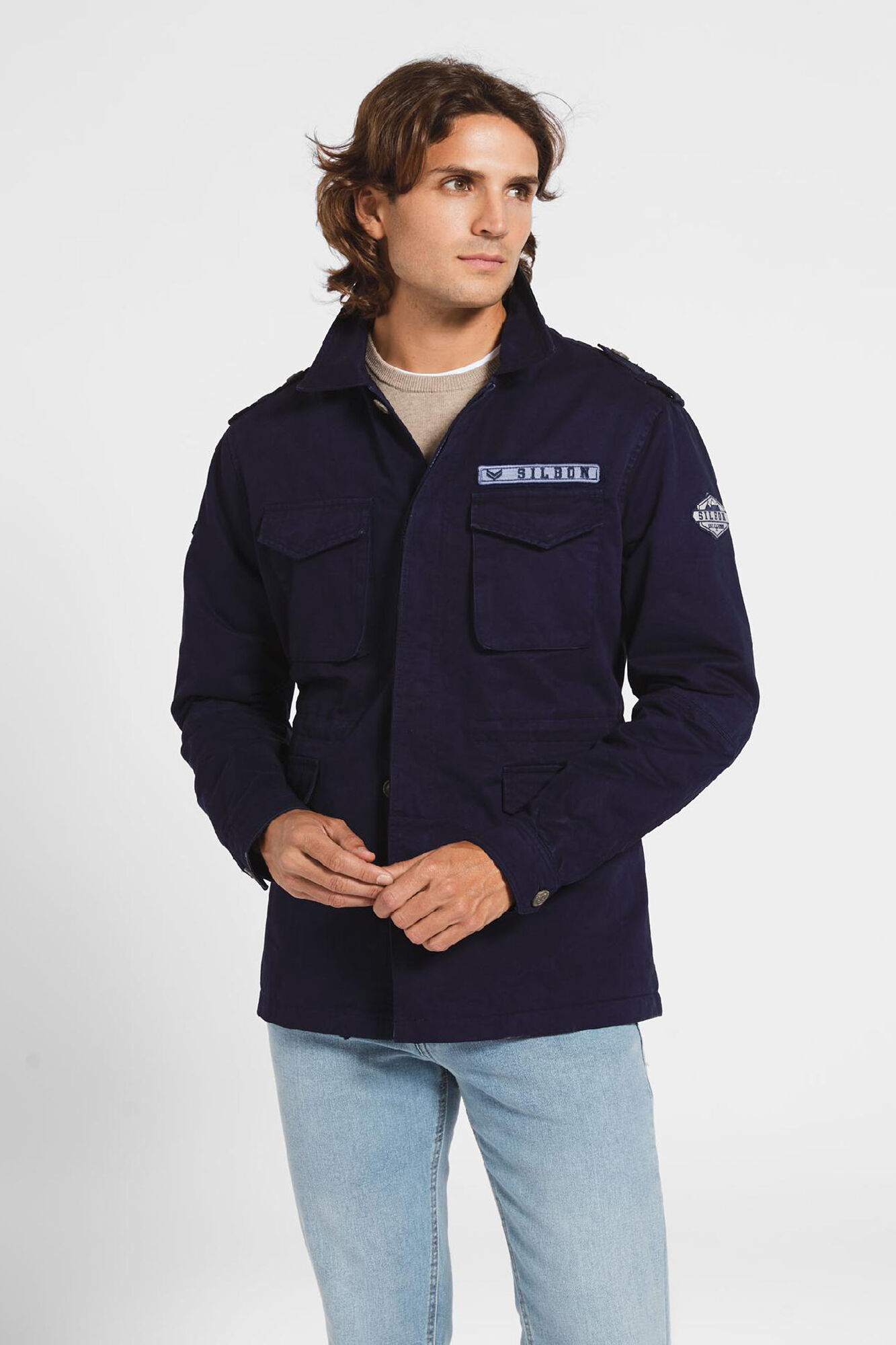 Silbon Chaqueta garment dye azul marino Azul marino