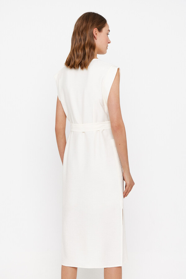 Cortefiel Dress with pockets White