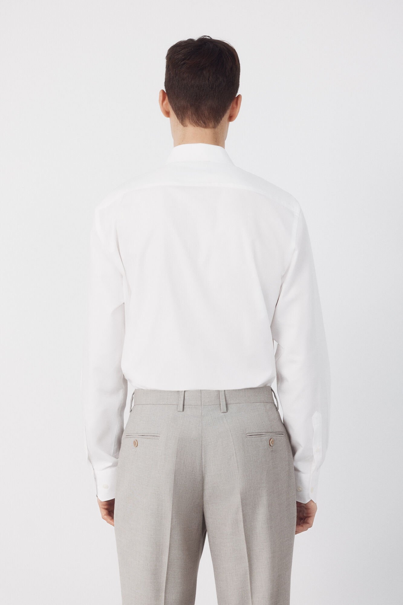 Cortefiel Plain tencel cotton dress shirt White