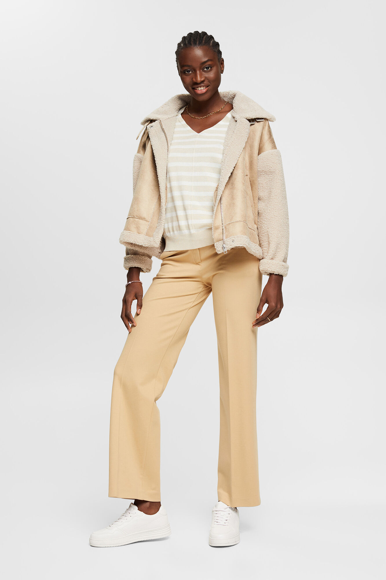 Esprit Camisola de malha de algod&atilde;o Tostado