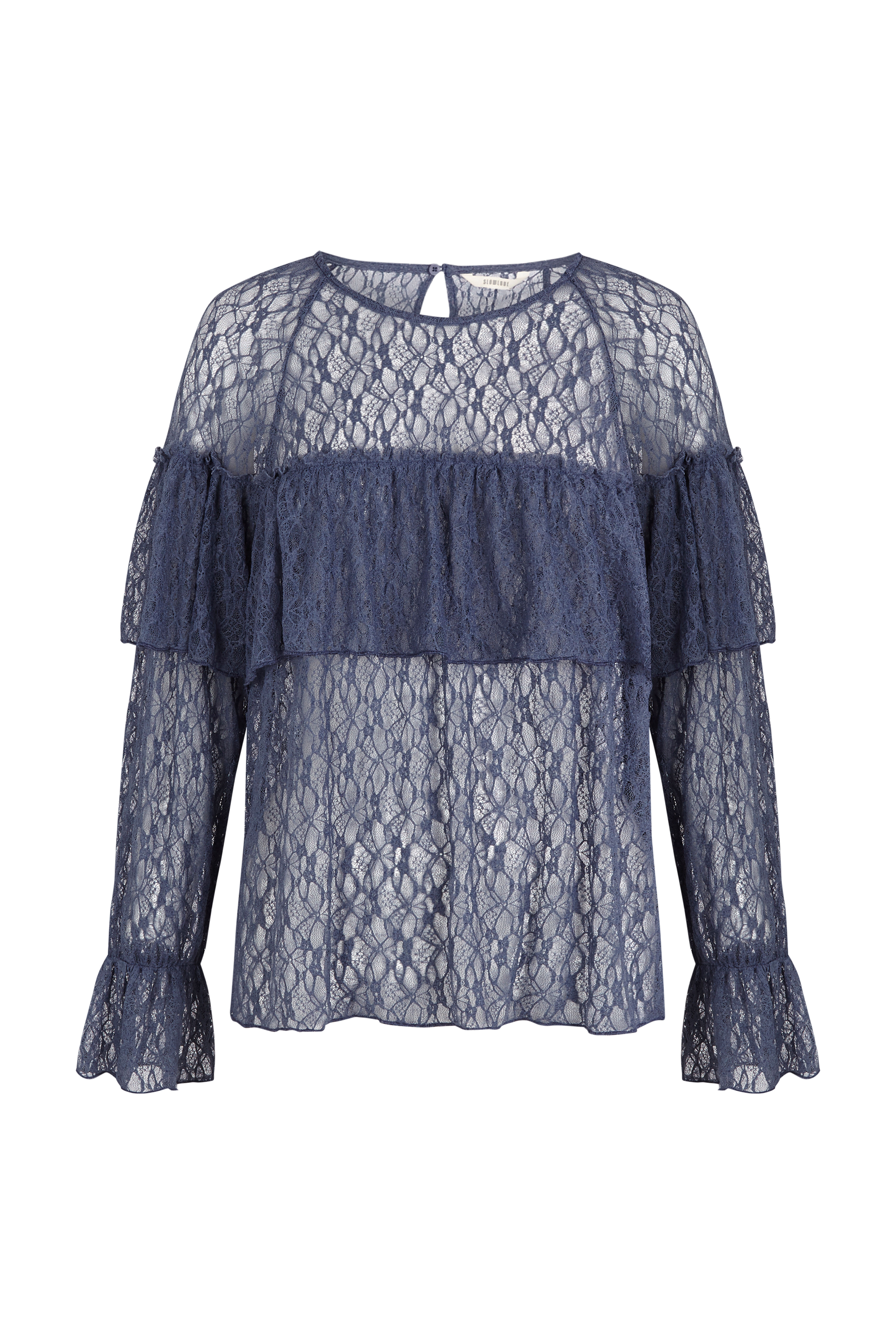 Slowlove Top encaje volante Azul