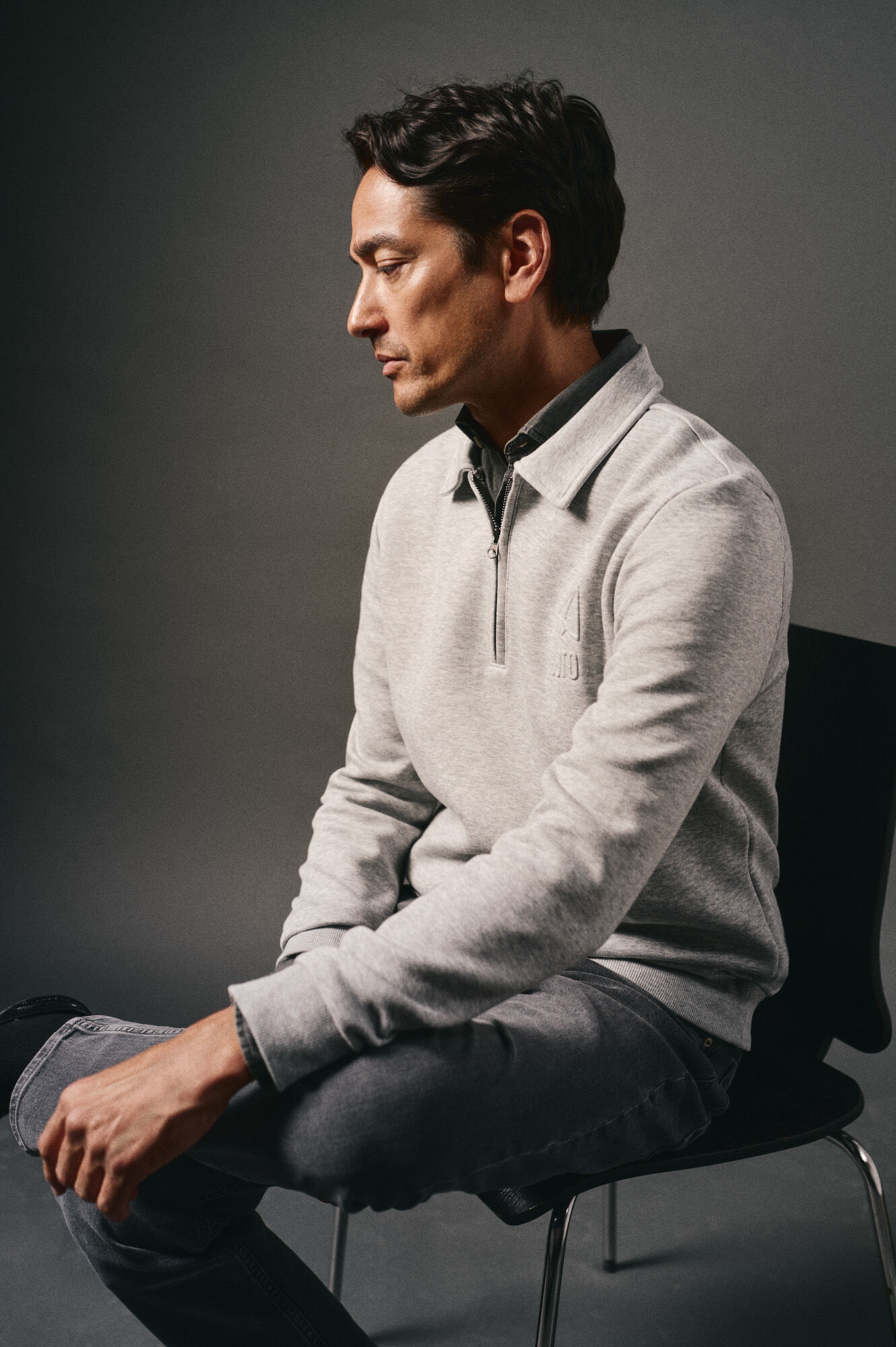 OOTO Sweatshirt com gola e fecho-&eacute;clair Cinzento