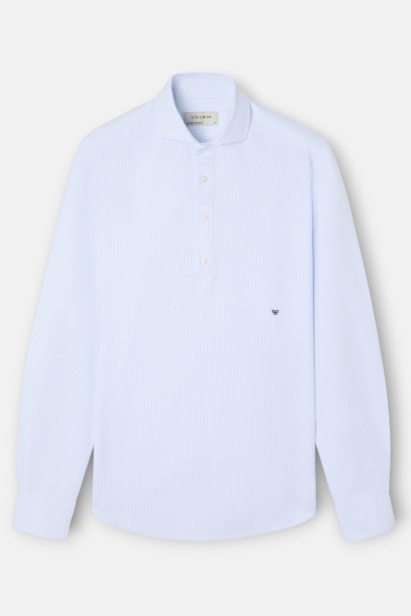 Silbon Polera sport oxford rayas Azul