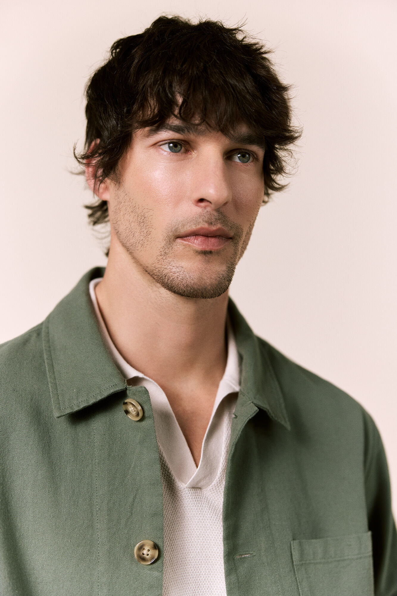 OOTO Cotton linen overshirt Kaki