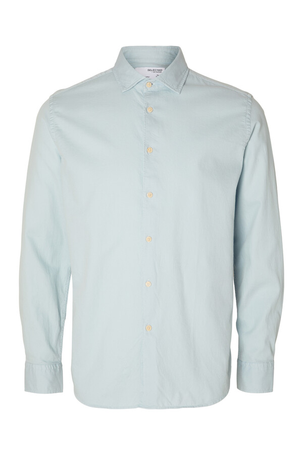 Cortefiel Camisa de manga larga confeccionada con algodón orgánico Azul royal