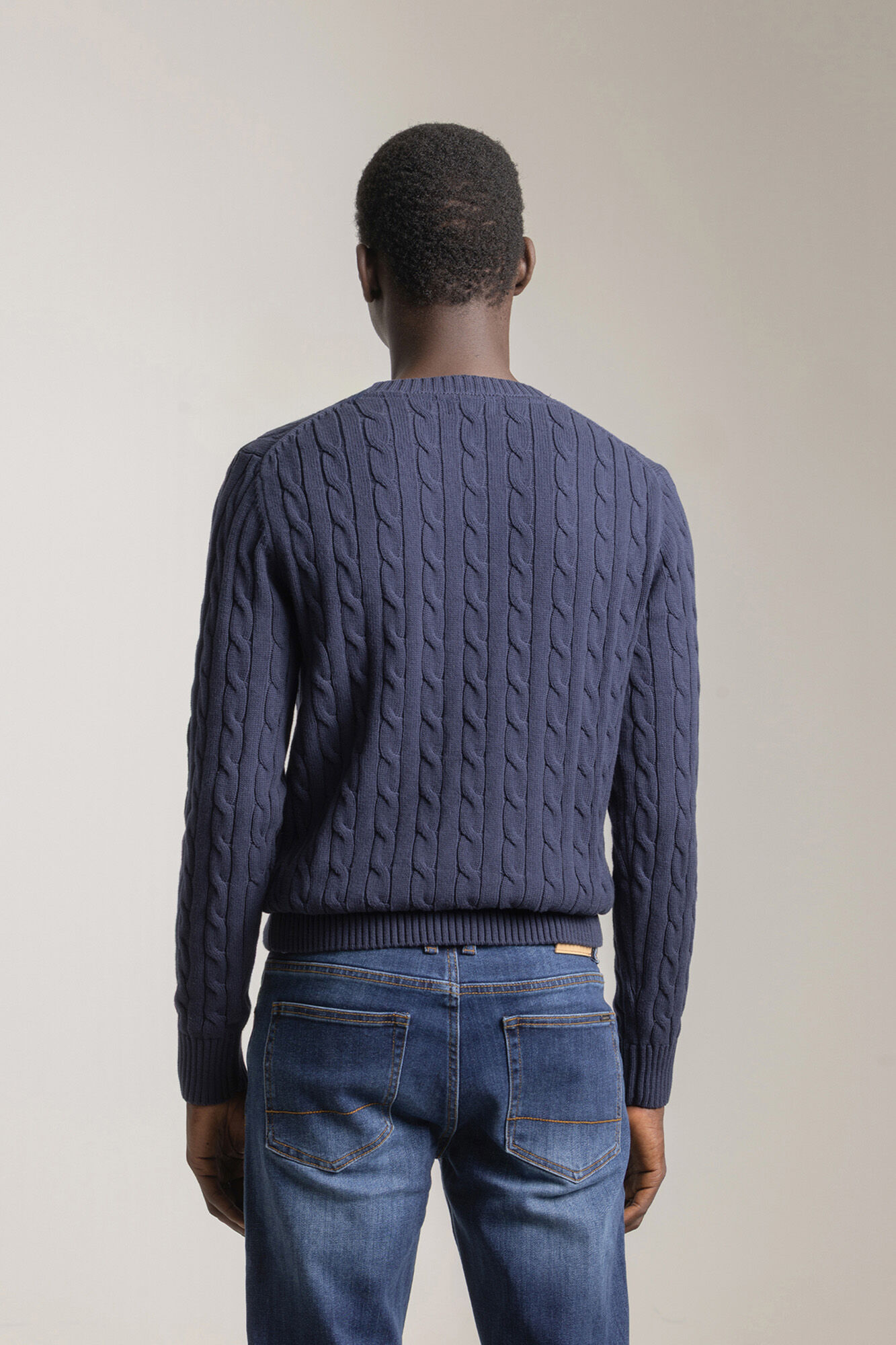 PuroEGO Cable knit cotton jersey Navy