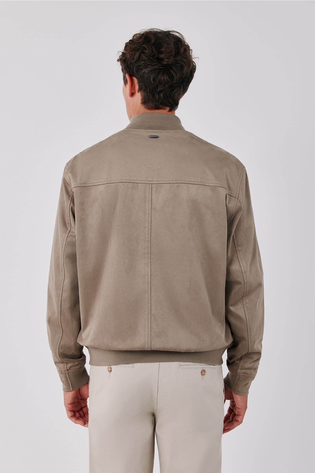 Cortefiel Faux suede bomber jacket Beige