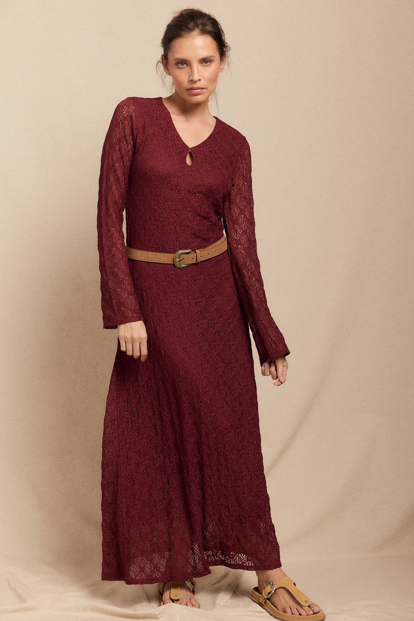 Slowlove Vestido de renda de manga comprida Granada