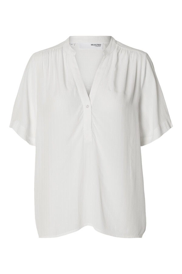 Cortefiel Short sleeve blouse made with Ecovero viscose.  White