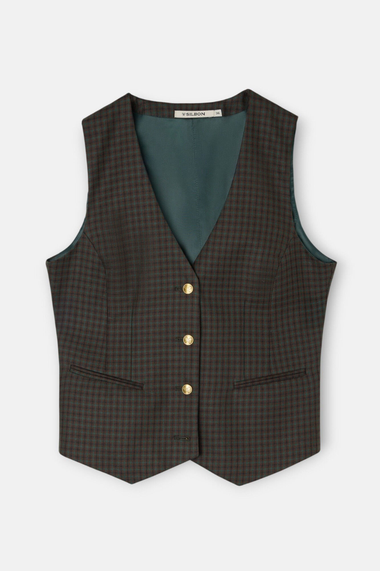 Silbon Colete xadrez colete Verde