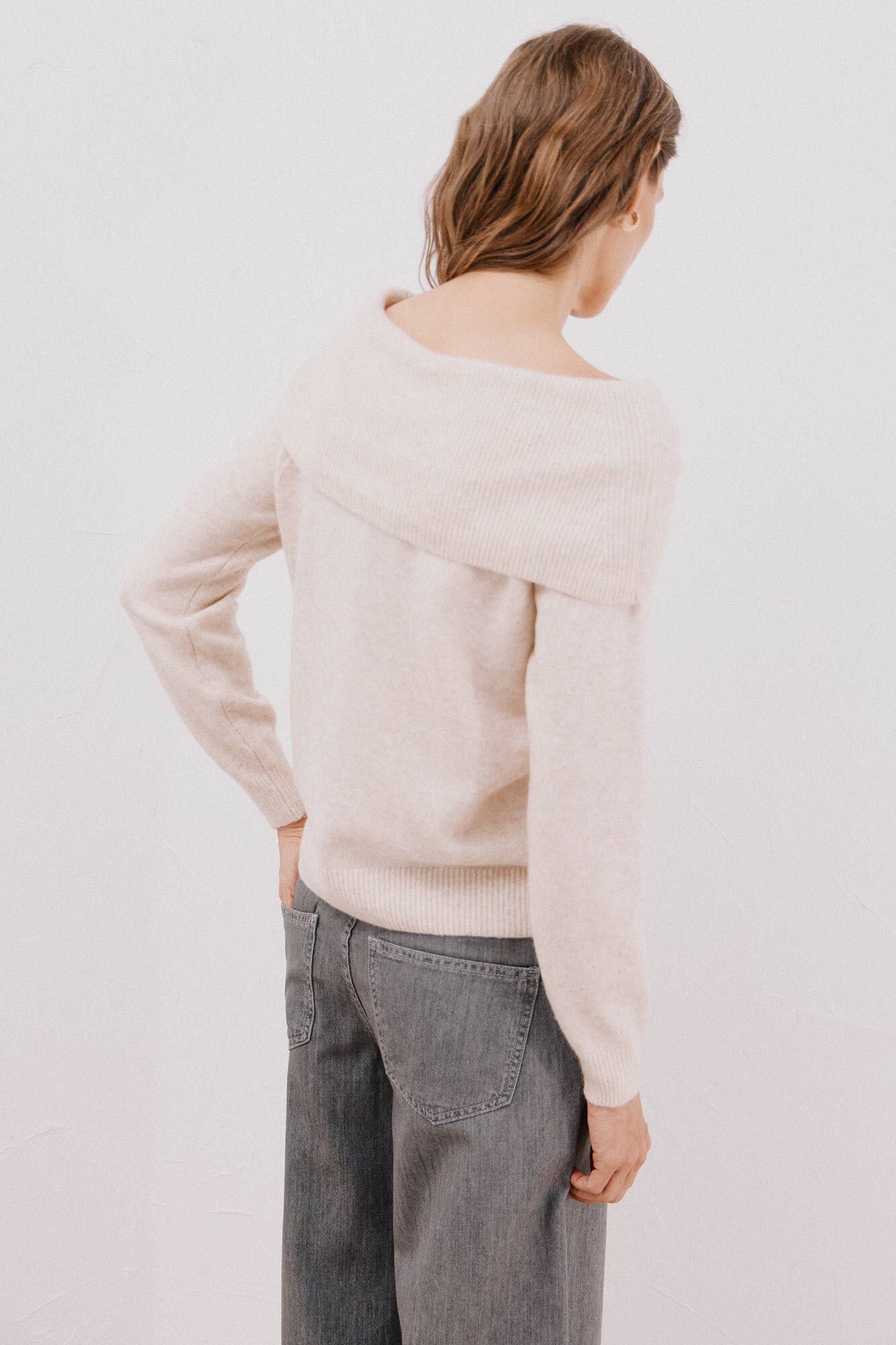 Cortefiel multiway neck sweater Ivory
