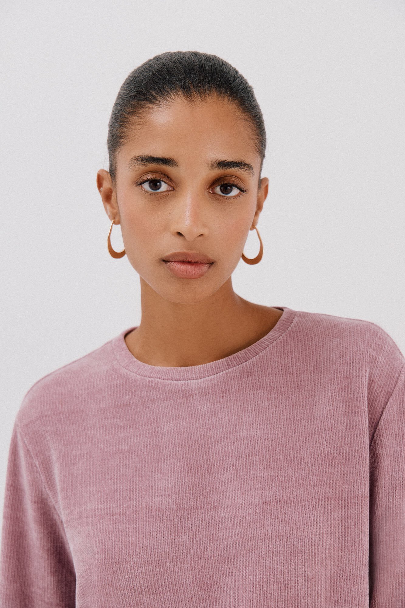 Cortefiel Camiseta riscas em chenille Roxo