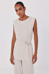 Cortefiel Top jacquard hebilla Marfil