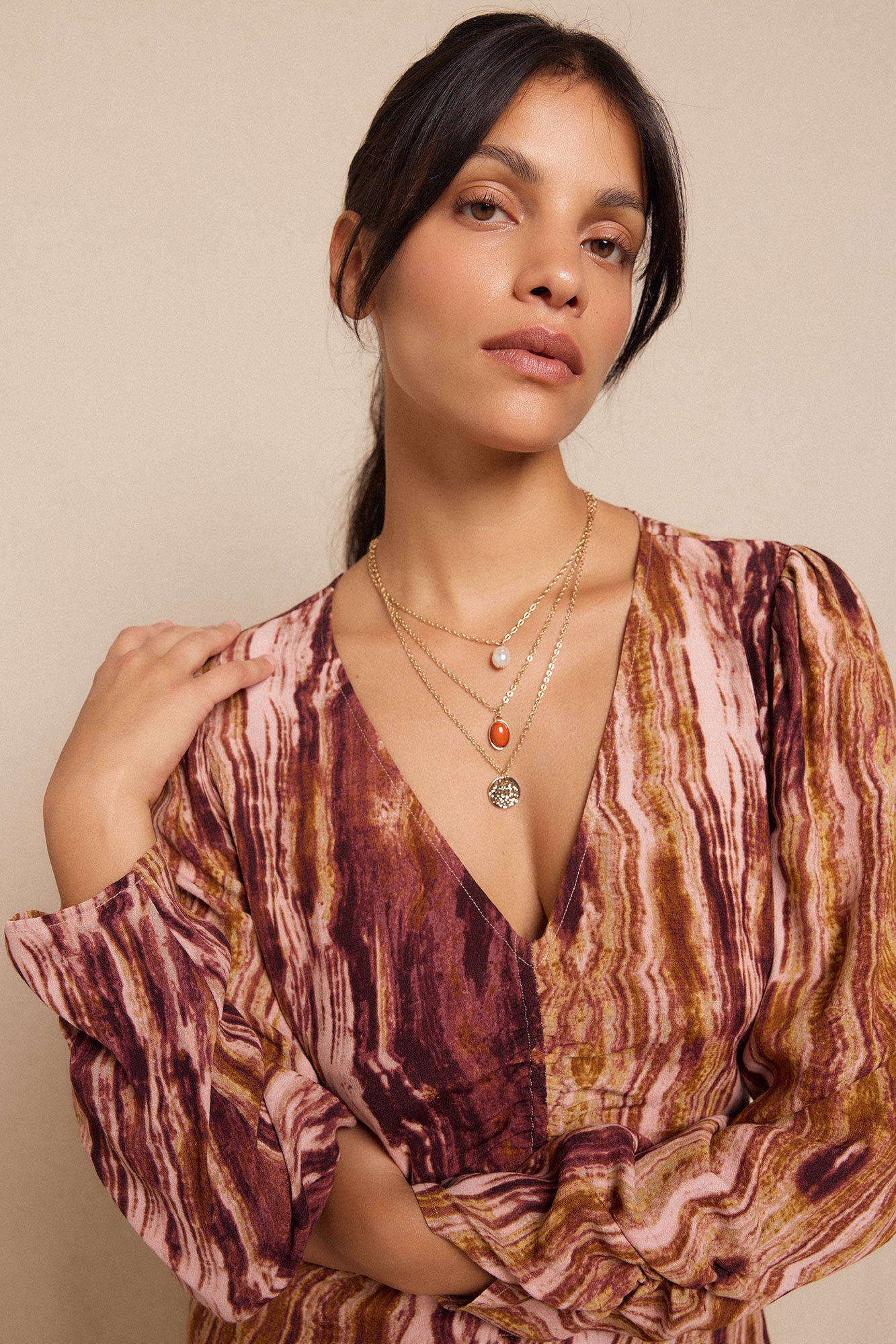 Slowlove Vestido Frunce estampado Multicolor