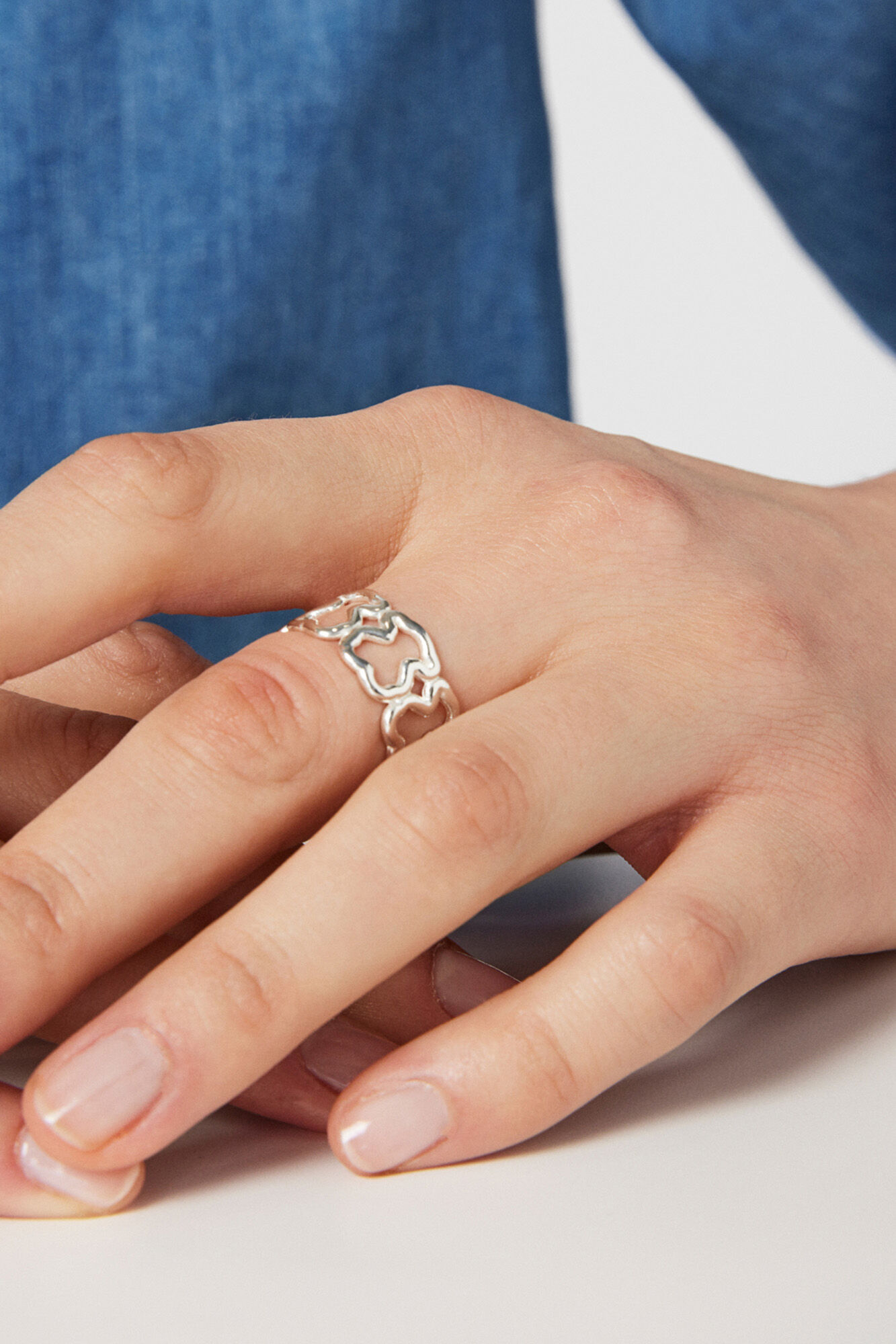 Tous Anel de prata motivos urso New Carrossel Cinzento