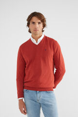 Silbon Jersey liso cuello pico caldera Coral