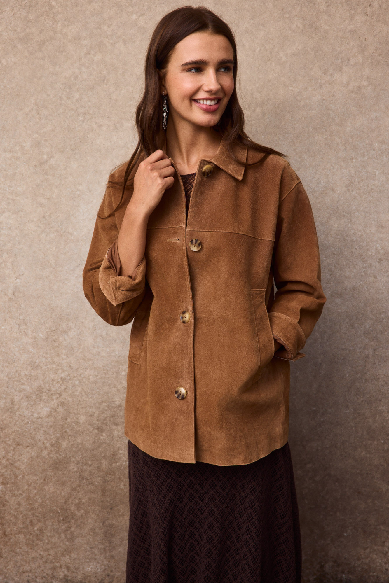 Slowlove Sobrecamisa de piel Beige