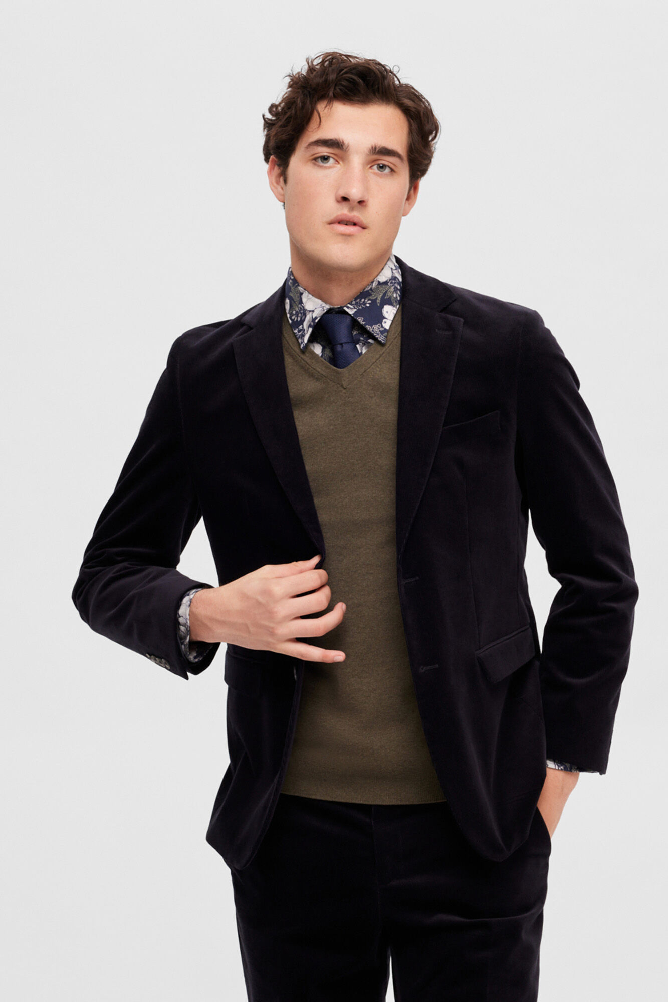 Selected Jersey con cuello de pico 100% algod&oacute;n Verde