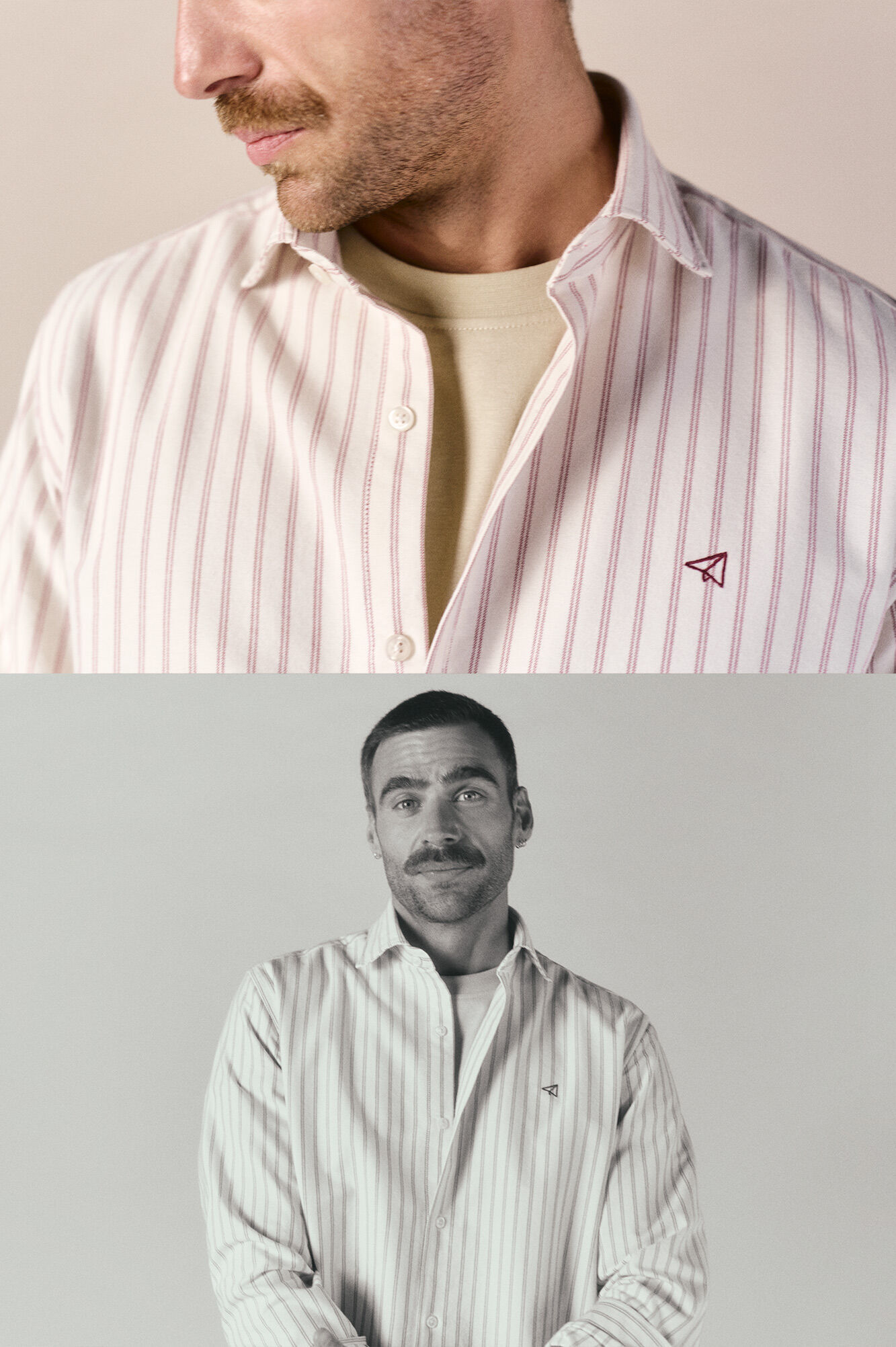 OOTO Oxford striped long sleeve shirt Maroon