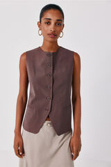 Cortefiel Closed gilet Dark brown