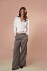 Slowlove Pantal&oacute;n pinzas recto Cinzento