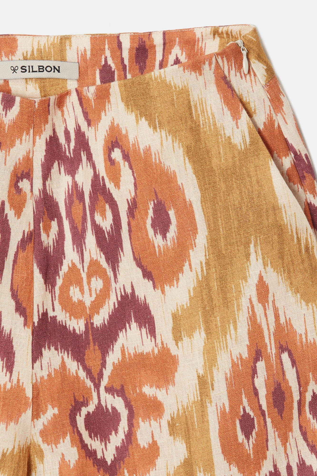 Silbon Ikat-print linen trousers Printed beige