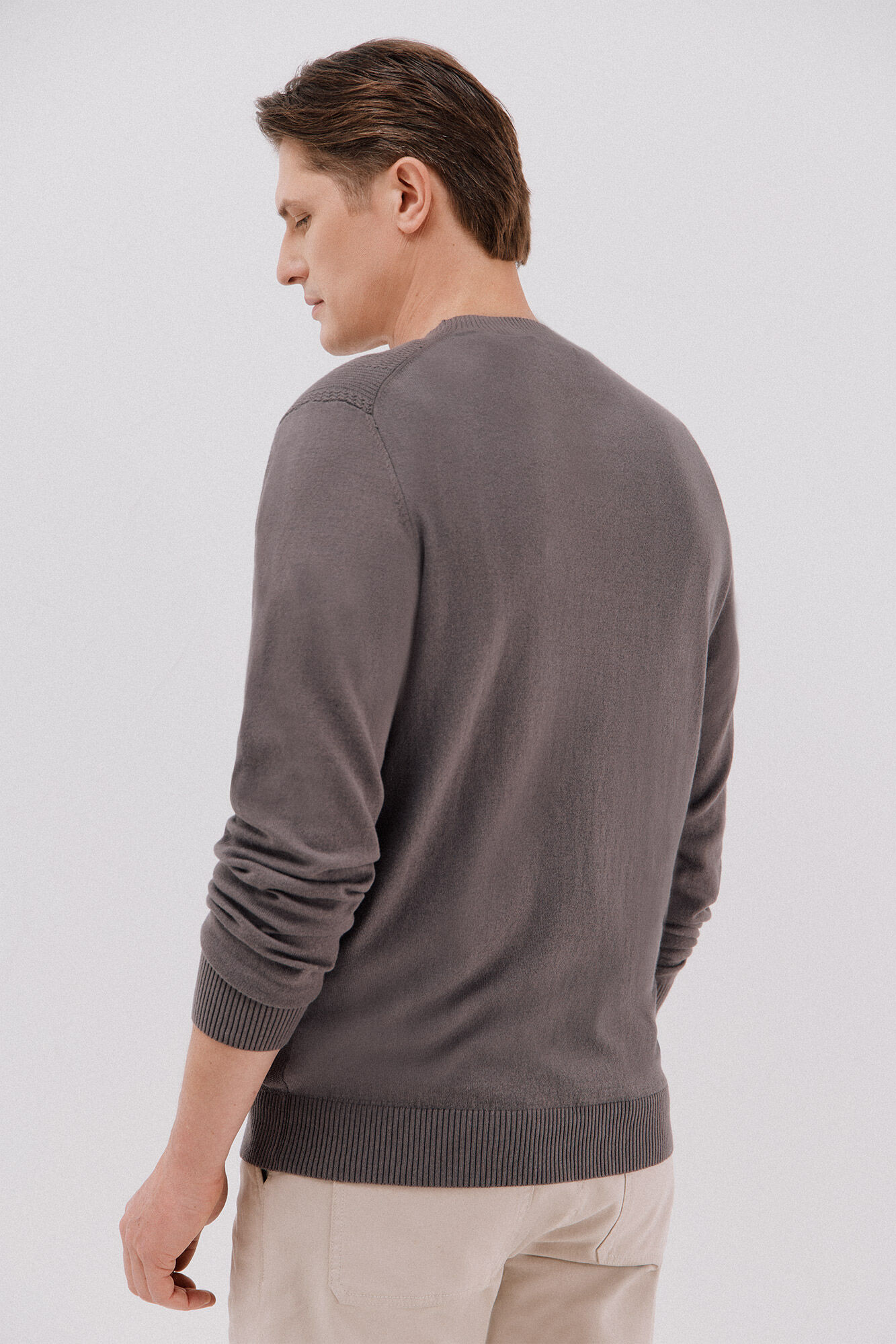 Cortefiel Su&eacute;ter de gola caixa de algod&atilde;o Cinzento