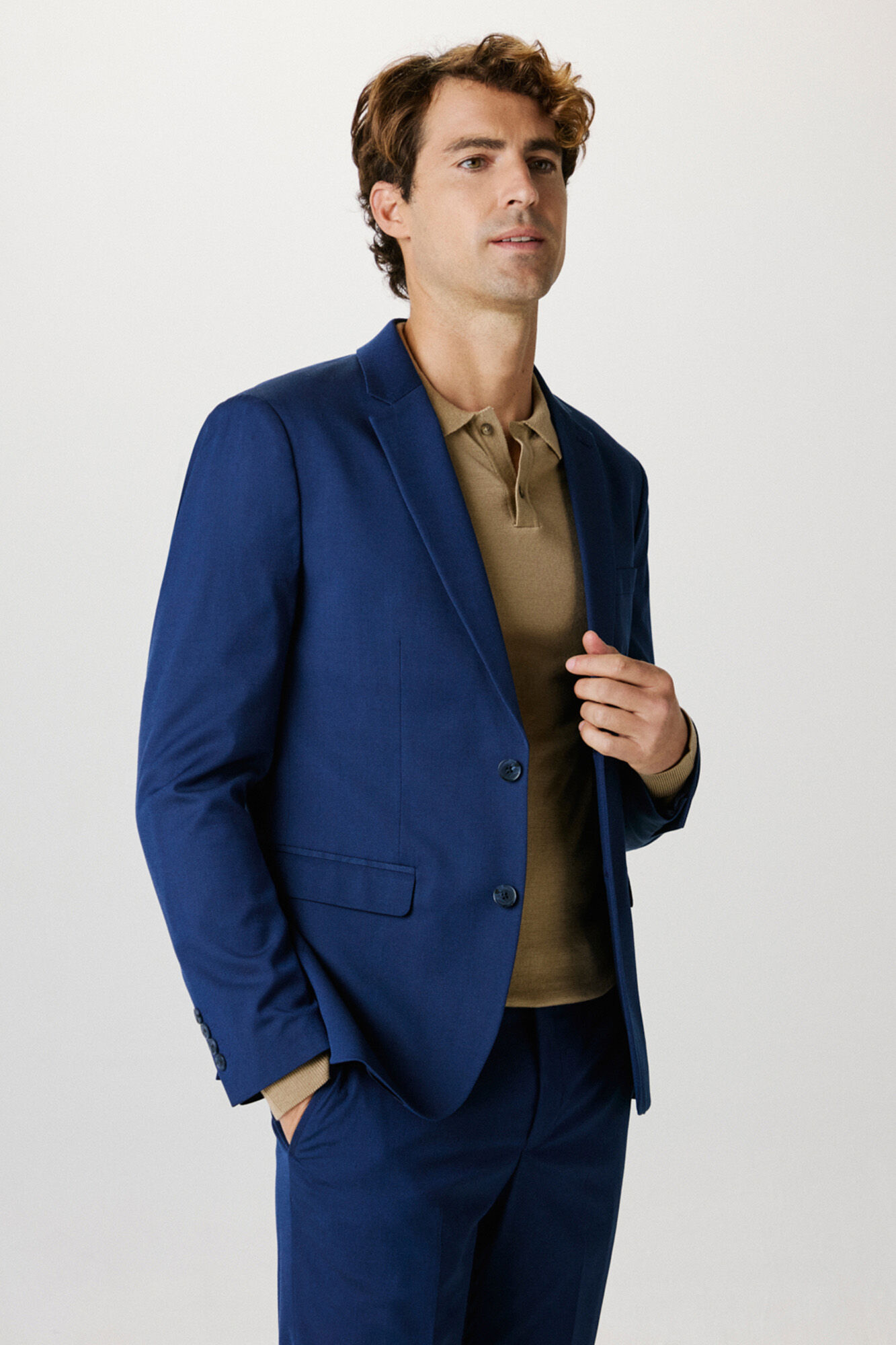 Selected Slim fit suit jacket made from recycled materials. Blue
