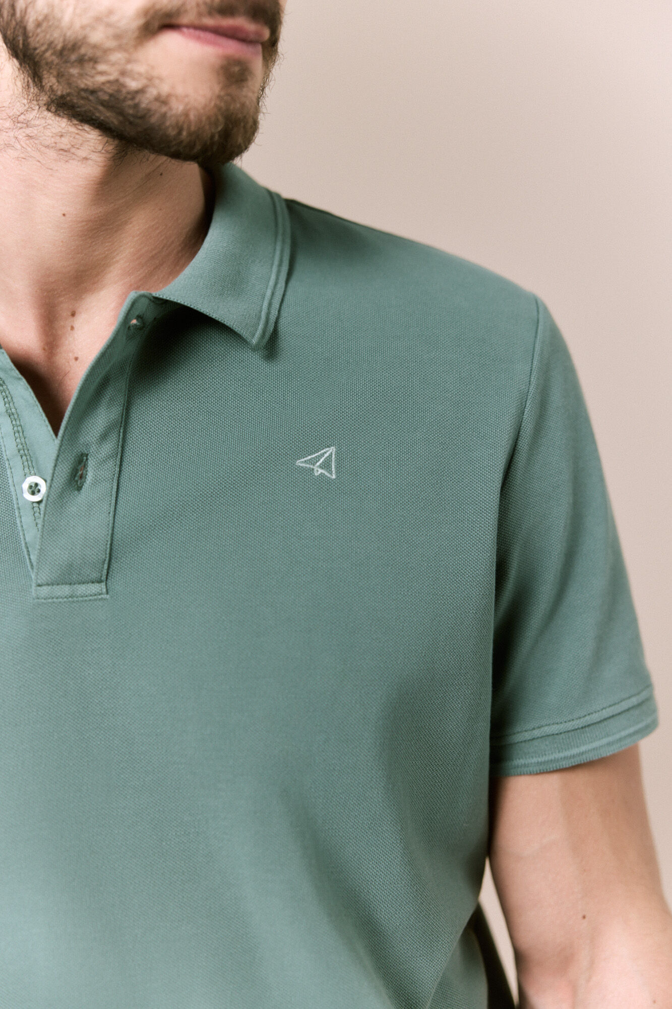 OOTO Polo b&aacute;sico em piqu&eacute; lavado Verde