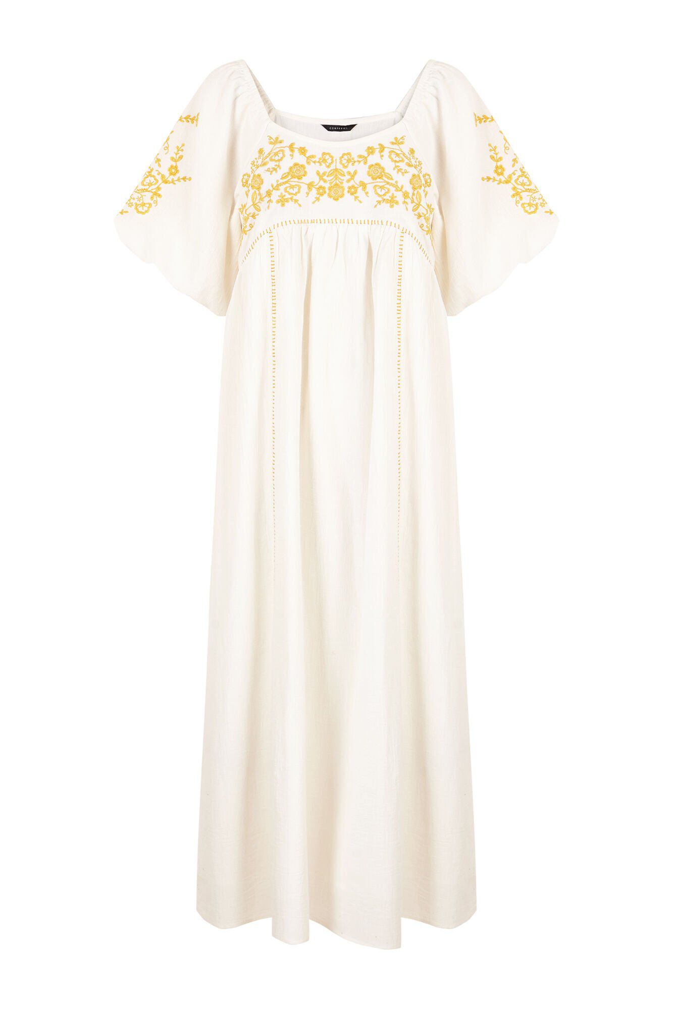 Cortefiel Embroidered dress White