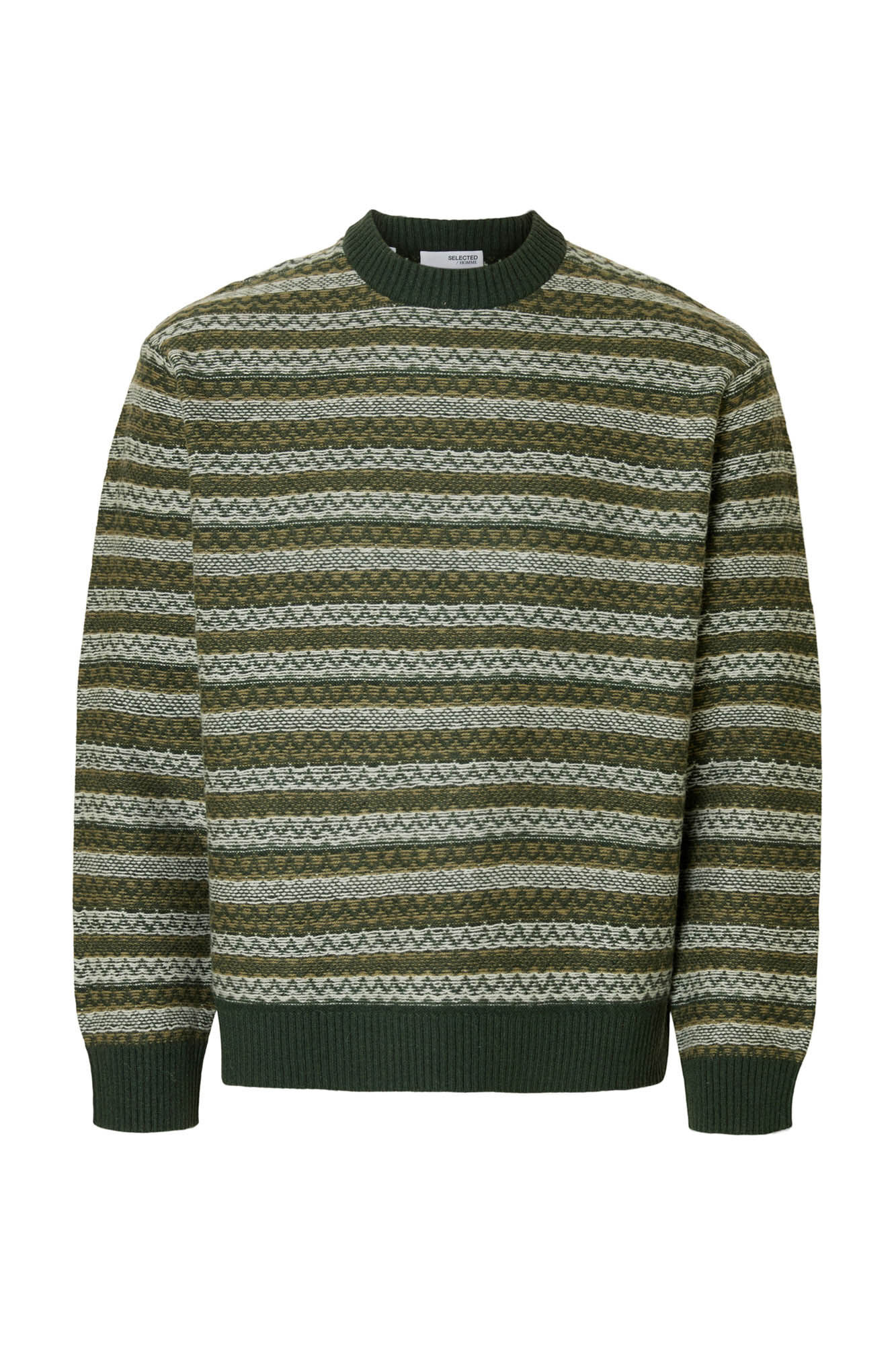 Selected Camisola de l&atilde; com gola caixa  Verde