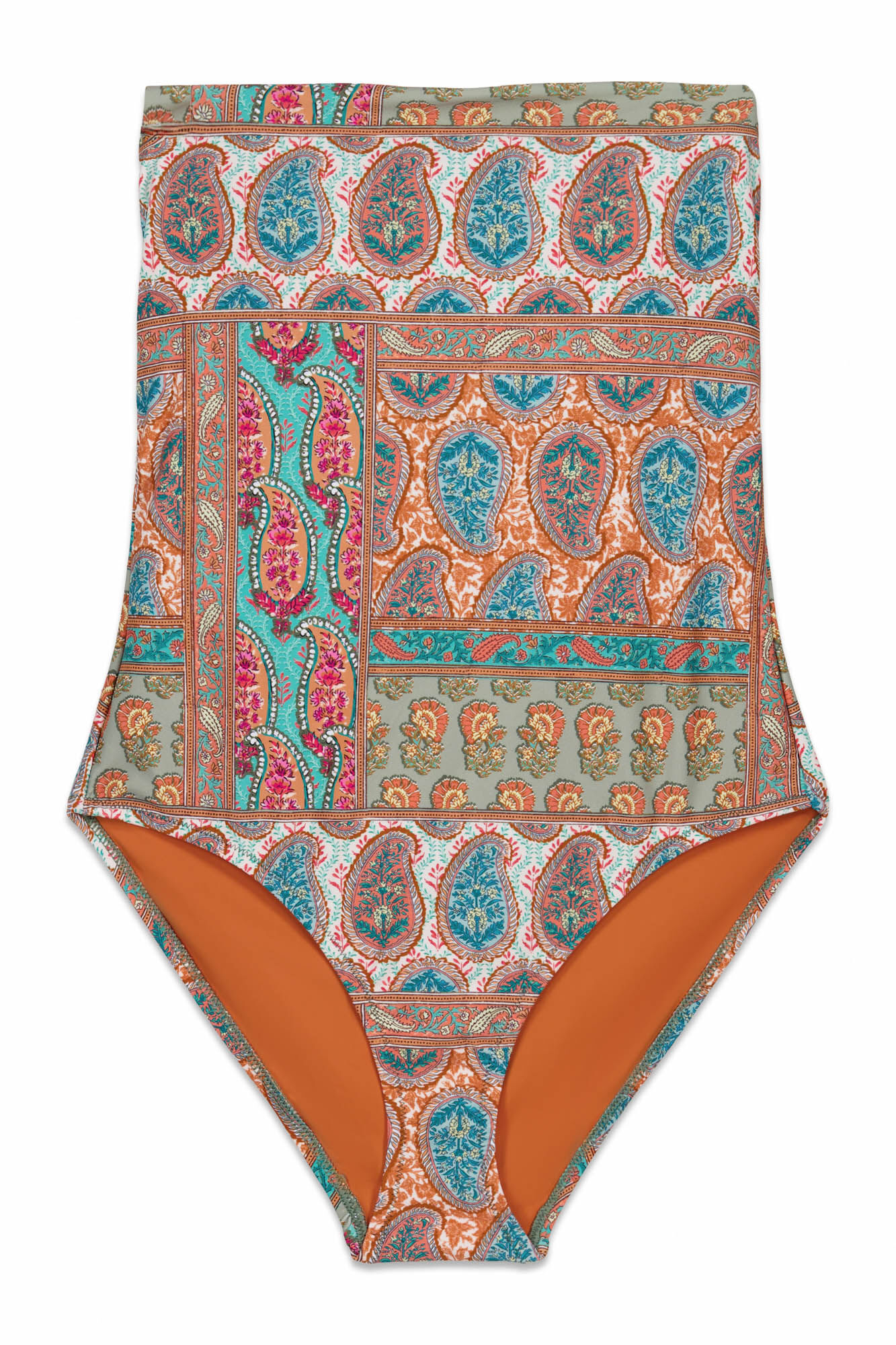 Cortefiel Ba&ntilde;ador moldeador escote cuadrado Estampado naranja