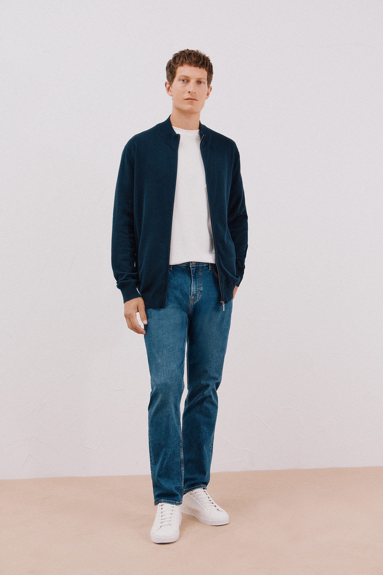 Cortefiel C&aacute;rdigan punto fino algod&oacute;n cremallera