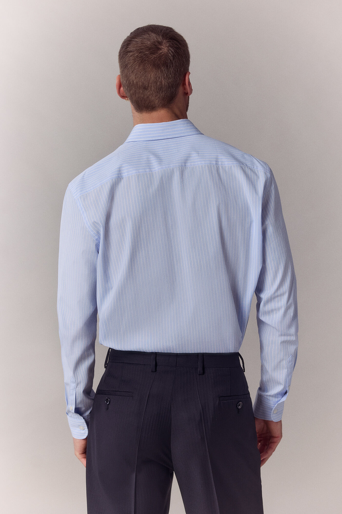 OOTO Poplin striped long sleeve shirt Blue