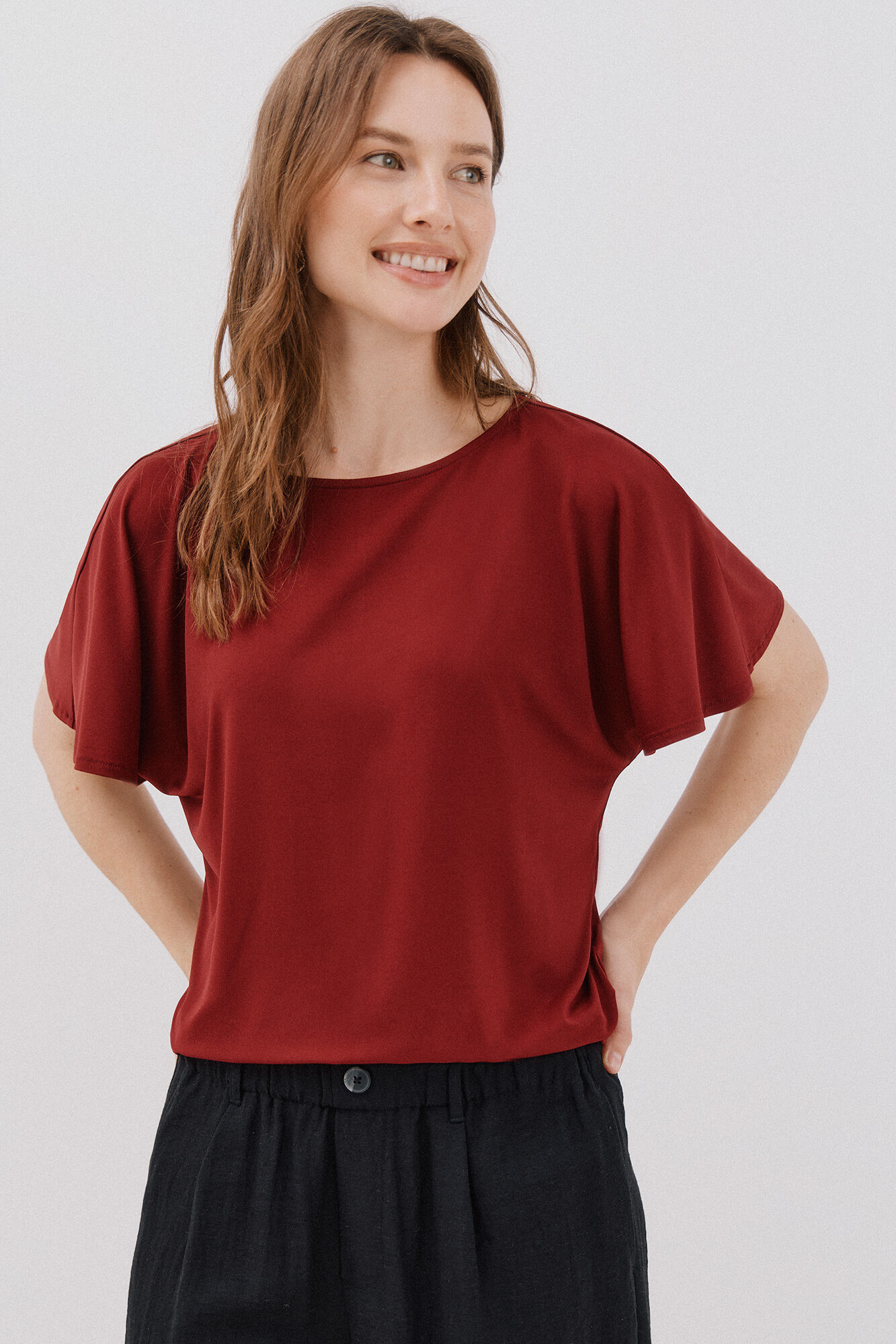 Cortefiel Essential fluid T-shirt Maroon