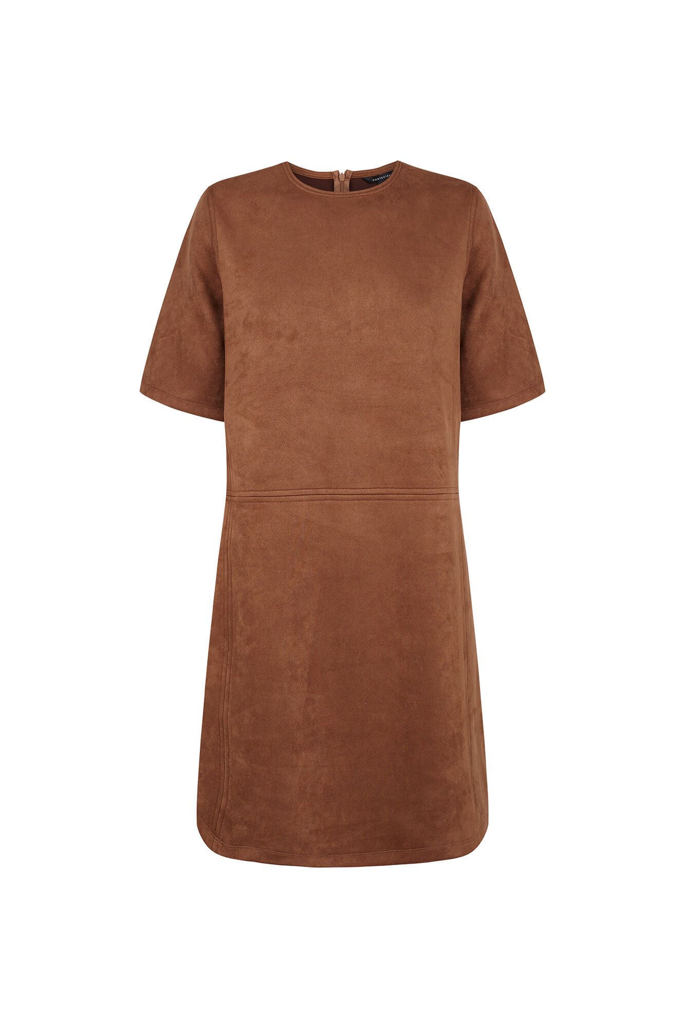 Cortefiel Short suede dress Beige
