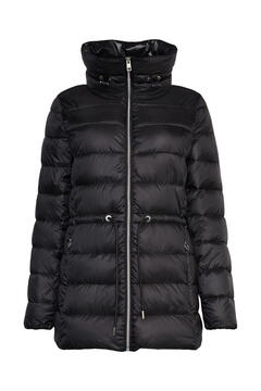 Cortefiel Quilted high neck coat with recycled fibres Black