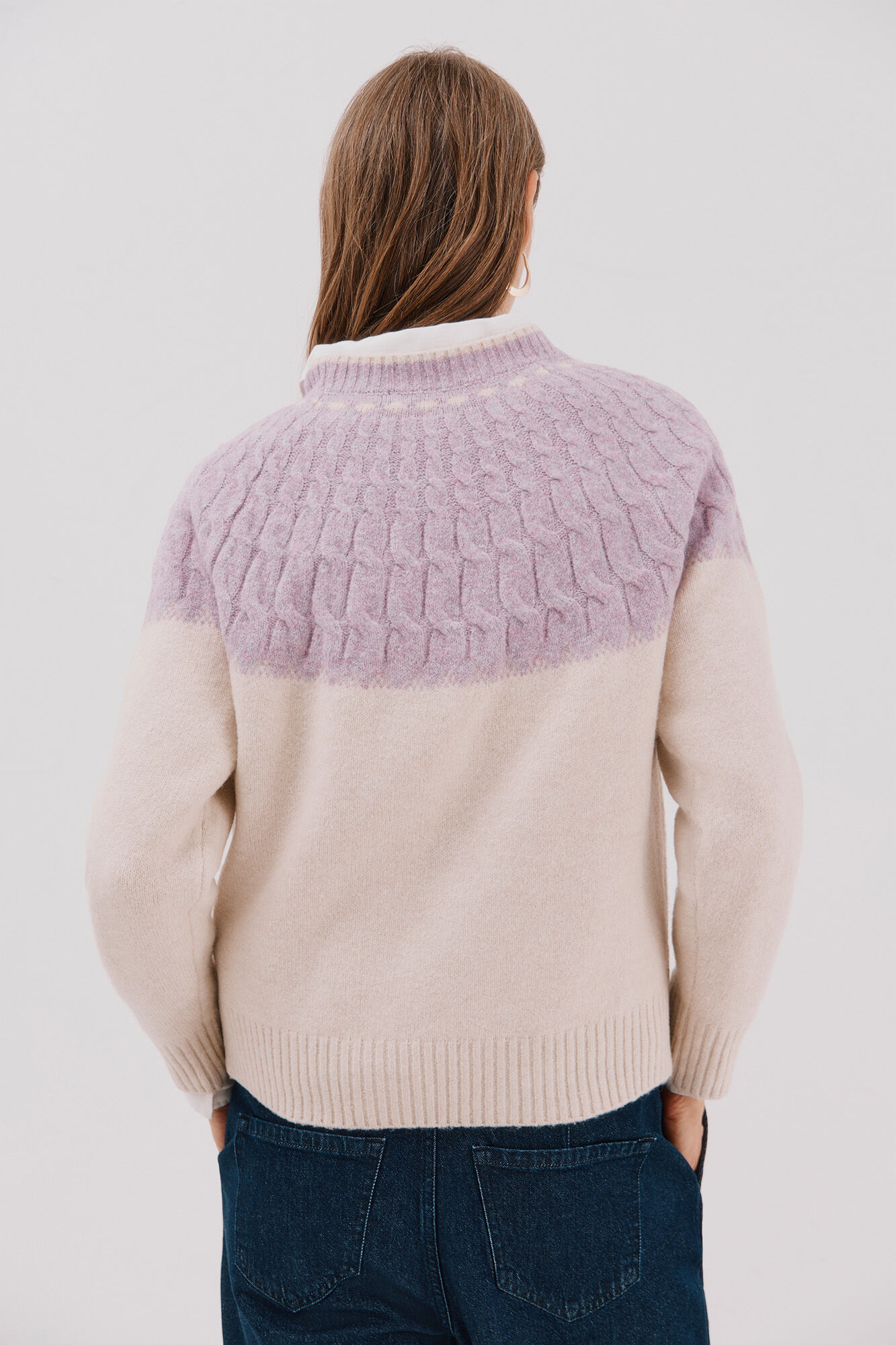 Cortefiel Camisola ilh&oacute;s contraste Roxo