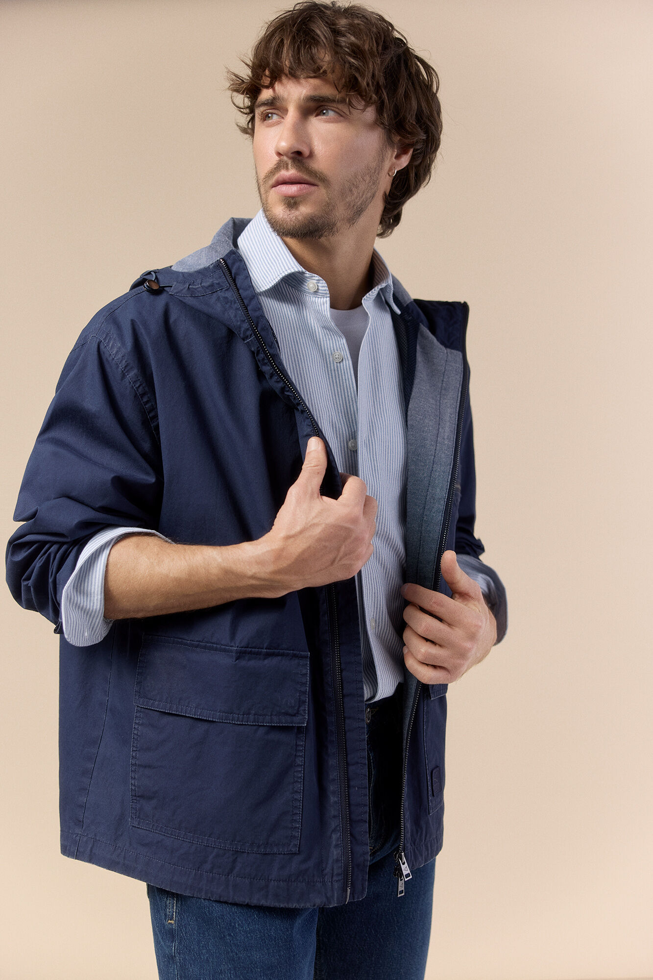 OOTO Parka curta com capuz Azul