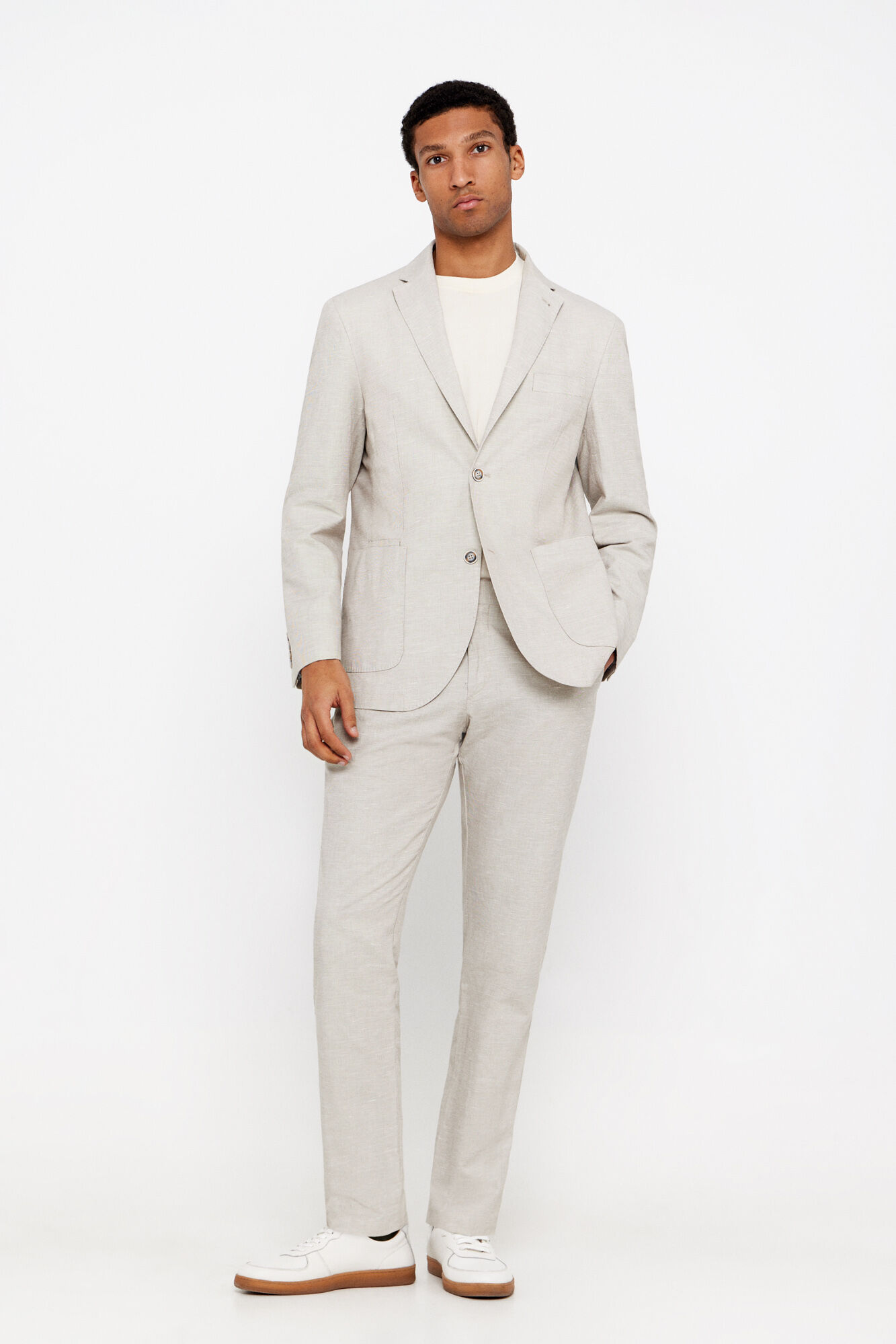 Cortefiel Blazer algod&atilde;o-linho slim fit Tostado