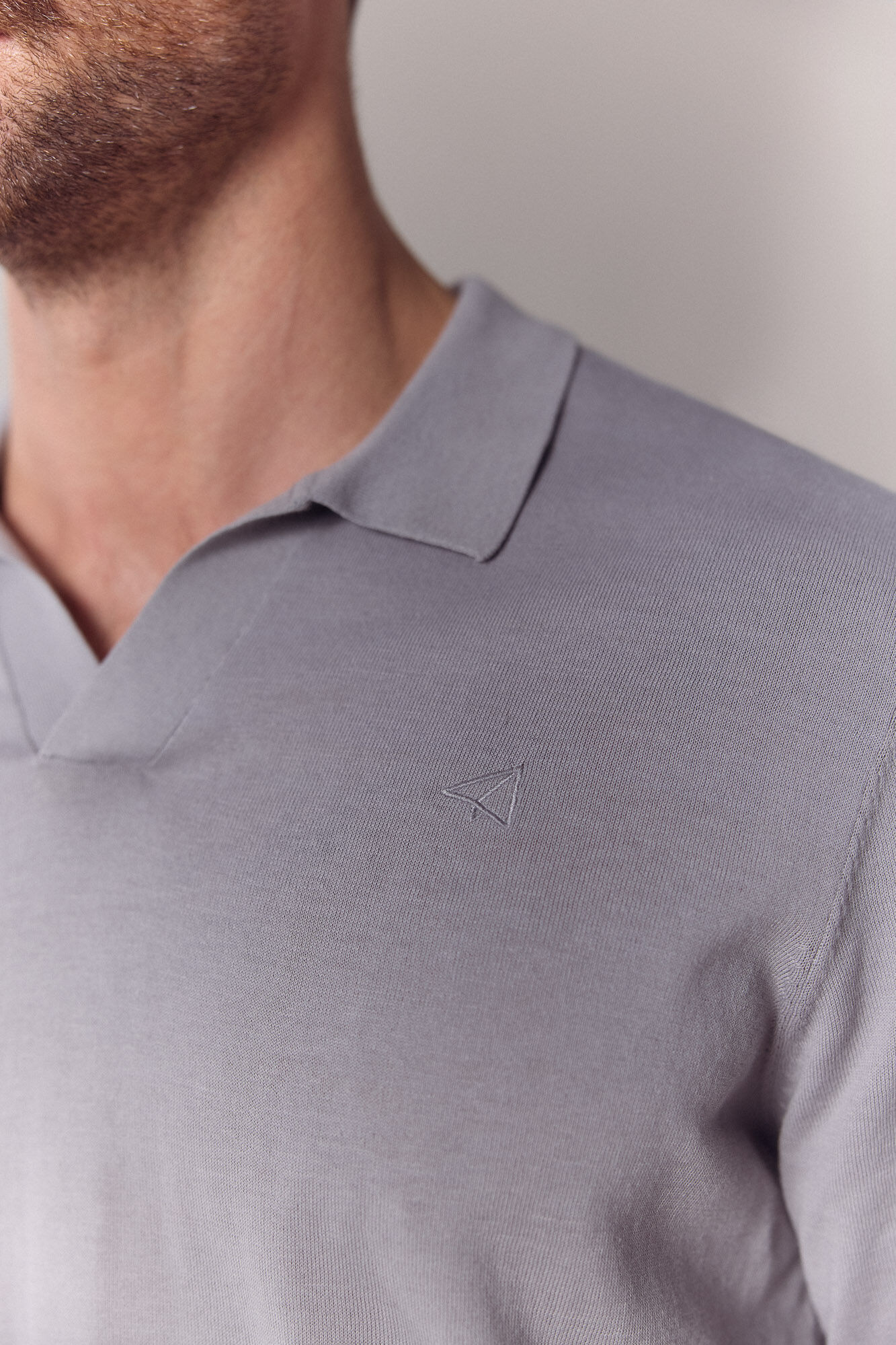 OOTO Plain short sleeve polo shirt Grey